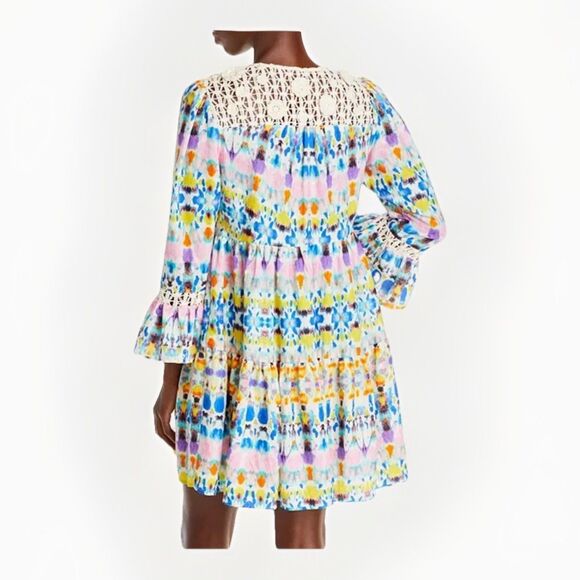 Aqua By Bloomingdale's Lace Crochet Mini Dress Womens Large Fit And Flare - Picture 3 of 9